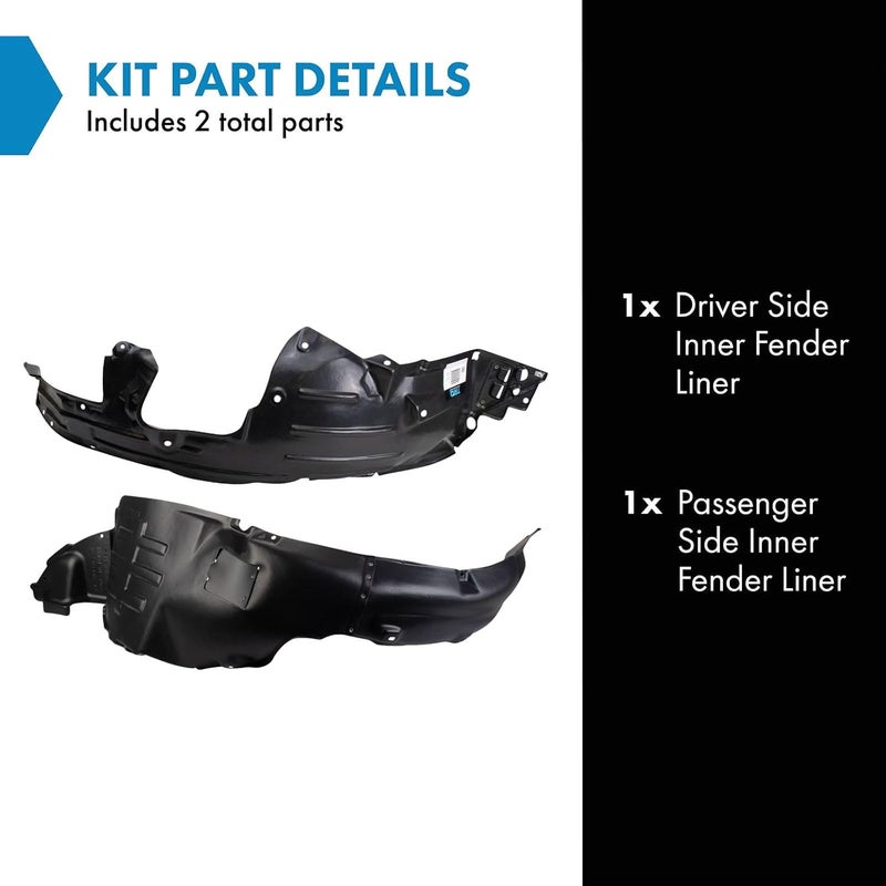 TRQ Inner Fender Liner Set Compatible with 2011-2013 Hyundai Sonata HY1248124 HY1249124 - Image 2